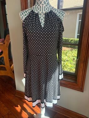 Michael Kors Black Polka Dot Cold-Shoulder Dress